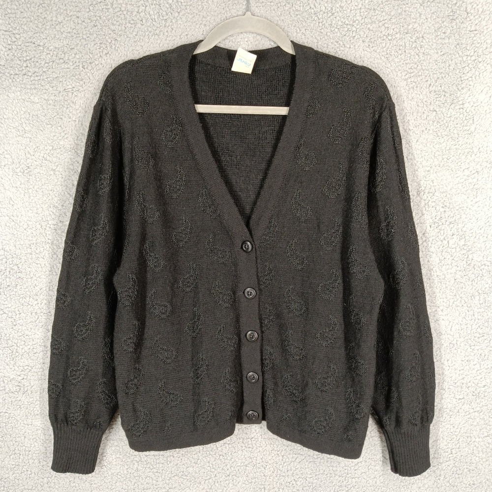 Hashahar Mens Japan 42/US Large Cardigan Sweater Button Paisley Knitwear Vintage